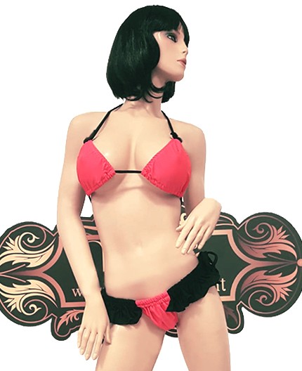 Sexy Shop Online I Trasgressivi - Bikini Transgender - Bikini Rosa con Frange Nere - Ivete Pessoa Sexy Shop Online I Trasgressivi - Bikini Transgender - Bikini Rosa con Frange Nere - Ivete Pessoa