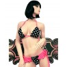 Sexy Shop Online I Trasgressivi - Bikini Transgender - Bikini Nero a Pois con Laccetti Rosa Fluo - Ivete Pessoa