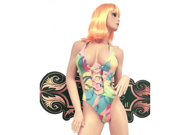 Trikini Transgender - Trikini Giallo, Verde e Rosa Pastello con Anelli - Ivete Pessoa
