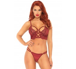 Sexy Shop Online I Trasgressivi -  Sexy Lingerie - Lace Bralette With Sheer Thong Red - Leg Avenue