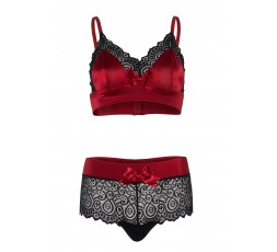 Sexy Shop Online I Trasgressivi - Sexy Lingerie - Satin Spandex Bralette, String Red - Leg Avenue