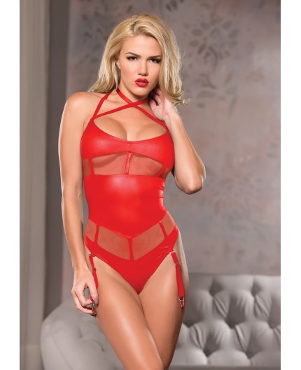 Sexy Shop Online I Trasgressivi - Sexy Lingerie - Crs Neck Mesh Teddy Red - Allure