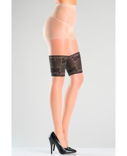 Sexy Shop Online I Trasgressivi - Calze & Collant - Collant Faux Lace Top Tights With Backseam - Be Wicked