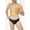 Sexy Shop Online I Trasgressivi - Intimo Uomo - Slip In Lattice Nero Lucido Con Zip - Latexa