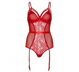 Sexy Shop Online I Trasgressivi - Sexy Lingerie - Body Rosso Con Reggicalze Sheer and Lace Garter Teddy M - Leg Avenue