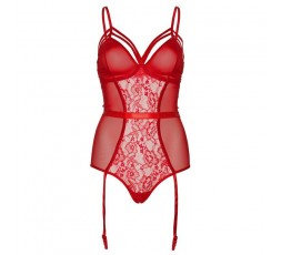 Sexy Shop Online I Trasgressivi - Sexy Lingerie - Body Rosso Con Reggicalze Sheer and Lace Garter Teddy S - Leg Avenue