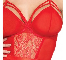 Sexy Shop Online I Trasgressivi - Sexy Lingerie - Body Rosso Con Reggicalze Sheer and Lace Garter Teddy S - Leg Avenue