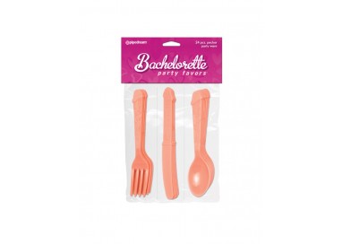 Gadgets Scherzi - Set Di Posate A Forma Di Pene Di Bachelor 24 Pezzi - Pipedream