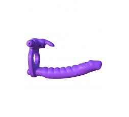 sexy shop online i trasgressivi Stap-On Doppia Penetrazione Vibrante - Silicone Double Pene Rabbit Purple - Pipedream