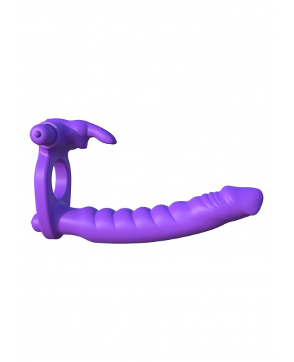 sexy shop online i trasgressivi Stap-On Doppia Penetrazione Vibrante - Silicone Double Pene Rabbit Purple - Pipedream