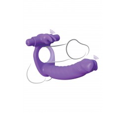 sexy shop online i trasgressivi Stap-On Doppia Penetrazione Vibrante - Silicone Double Pene Rabbit Purple - Pipedream