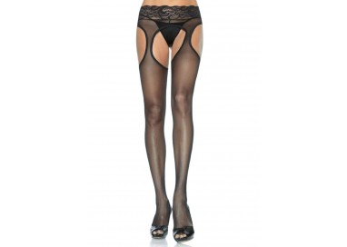 Calze & Collant - Collant Spandex Sheer Suspender Hose Black - Leg Avenue