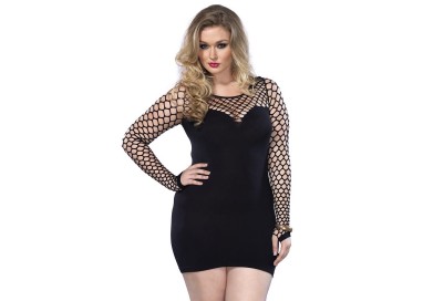 Abito Sexy - Mini Dress Diamond Net Bodice and Sleeves - Leg Avenue