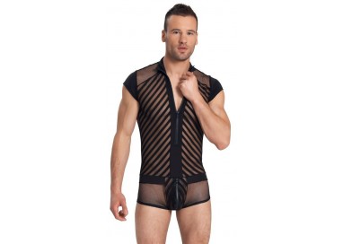 Intimo Uomo - Tutina Uomo Nera Trasparente Con Zip - Svenjoyment Intimo Uomo - Tutina Uomo Nera Trasparente Con Zip - Svenjoyment