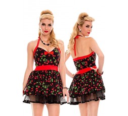 Sexy Shop Online I Trasgressivi - Carnevale Donna - Costume Nero Con Ciliegie - Music Legs