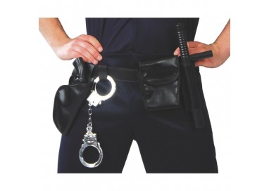 Accessorio Per Carnevale Unisex - Set Cinturone Polizia Completo Nero - Guirca