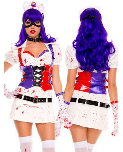 Sexy Shop Online I Trasgressivi - Halloween Donna - Infermiera Dell'Orrore Hot Mess Harley Nurse White - Music Legs