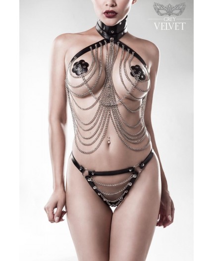 Sexy Shop Online I Trasgressivi - Sexy Lingerie - Three Part Chain Set - Grey Velvet Sexy Shop Online I Trasgressivi - Sexy Lingerie - Three Part Chain Set - Grey Velvet