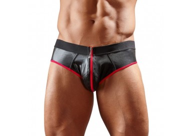 Intimo Uomo - Slip Aperto In Neoprene Nero e Rosso - Svenjoyment Intimo Uomo - Slip Aperto In Neoprene Nero e Rosso - Svenjoyment