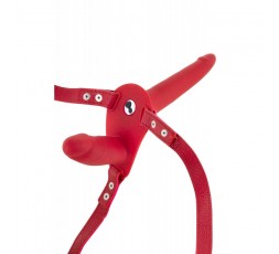 Sexy Shop Online I Trasgressivi - StrapOn Doppia Penetrazione Vibrante - Harness Doppio Rosso - Fetish Tentation