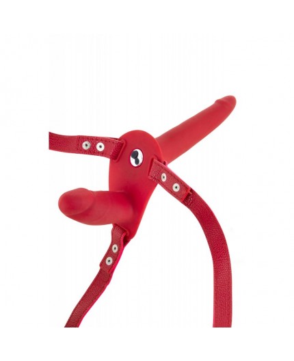 Sexy Shop Online I Trasgressivi - StrapOn Doppia Penetrazione Vibrante - Harness Doppio Rosso - Fetish Tentation