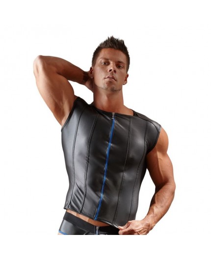 Sexy Shop Online I Trasgressivi - T-Shirt Uomo - Canotta In Neoprene Nera e Azzurra - Svenjoyment Sexy Shop Online I Trasgressivi - T-Shirt Uomo - Canotta In Neoprene Nera e Azzurra - Svenjoyment