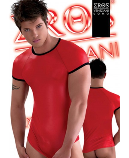 Sexy Shop Online I Trasgressivi - T-Shirt Uomo - Maglietta Colore Rosso Bordini Neri - Eros Veneziani