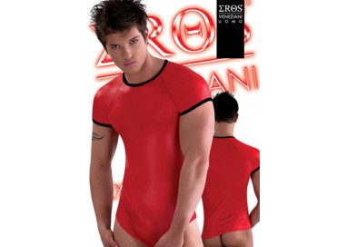 T-Shirt Uomo - Maglietta Colore Rosso Bordini Neri - Eros Veneziani