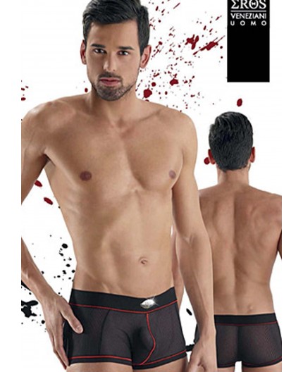 Sexy Shop Online I Trasgressivi - Intimo Uomo - Intimo Nero Semitrasparente Elastico Alto Con Filato Rosso - Eros Veneziani