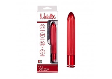 Vibratore Classico - Metallix Ribbed Vibrator Red - Dream Toys