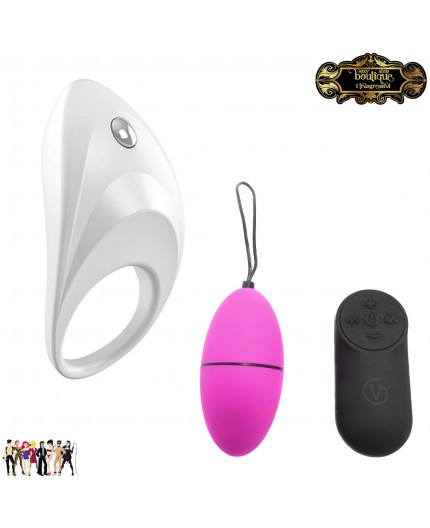 Sexy Shop Online I Trasgressivi - Kit e Set Per Coppia Vibrante - Kit con Anello Fallico Vibrante e Ovulo Vibrante Wireless