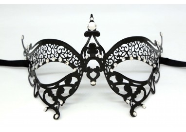 Accessorio Per Carnevale - Maschera Nera In Metallo e Brillanti - Fifty Shades Of Grey