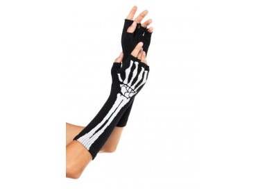 Accessorio Per Carnevale - Guanti Black Skeleton Fingerless Gloves – Leg Avenue