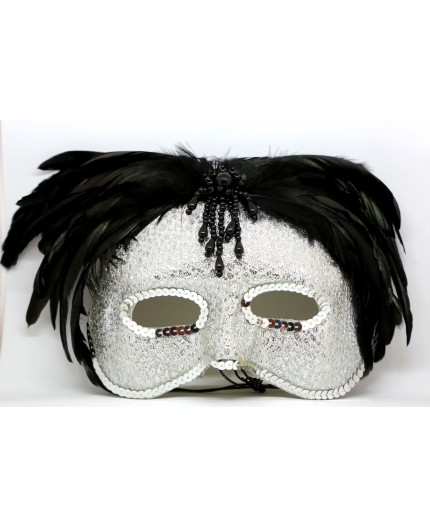 Sexy Shop Online I Trasgressivi - Accessorio Per Carnevale Unisex - Maschera In Stile Veneziano Con Le Piume Nere