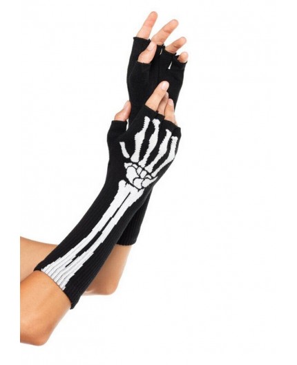 Sexy Shop Online I Trasgressivi - Accessorio Per Carnevale Unisex - Guanti Black Skeleton Fingerless Gloves – Leg Avenue