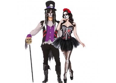 Carnevale Coppia - Costume da Skull Senorita & Da Prete Voodoo