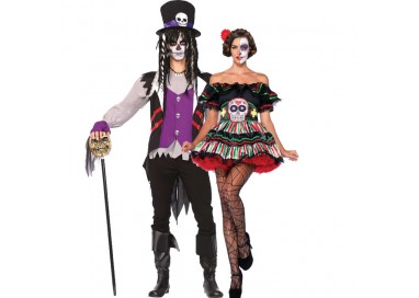 Carnevale Coppia - Costume da Day Of The Dead Doll & Da Prete Voodoo