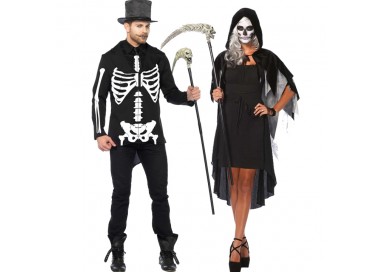 Carnevale Coppia - Costume Da Scheletro & Da Phantom Velvet Carnevale Coppia - Costume Da Scheletro & Da Phantom Velvet