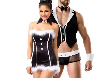 Carnevale Coppia - Costume Da Coniglietta Sexy & Barkeeper Costume Man Roleplay