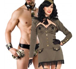 Sexy Shop Online I Trasgressivi - Carnevale Coppia - Costume da Soldatessa Pin Up Army Girl & Army Costume Man Roleplay