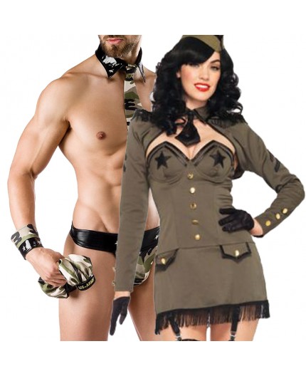 Sexy Shop Online I Trasgressivi - Carnevale Coppia - Costume da Soldatessa Pin Up Army Girl & Army Costume Man Roleplay