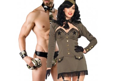 Carnevale Coppia - Costume da Soldatessa Pin Up Army Girl & Army Costume Man Roleplay