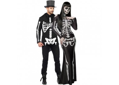 Carnevale Coppia - Costume da Skeleton Lady & da Scheletro