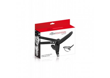 StrapOn Doppia Penetrazione - Harness Doppio Nero - Fetish Tentation