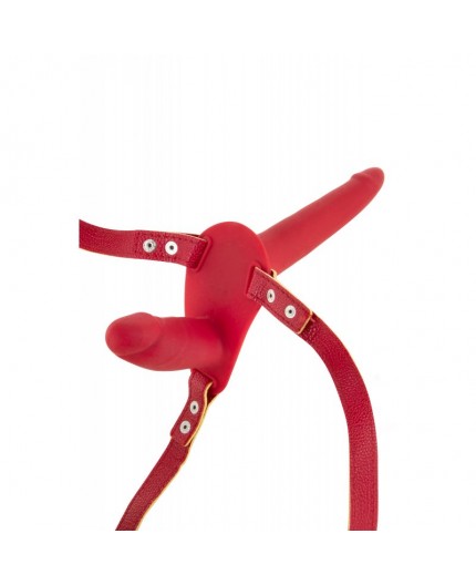 Sexy Shop Online I Trasgressivi - StrapOn Doppia Penetrazione - STRAP-ON HARNESS IN SILICONE ROSSO - Fetish Tentation