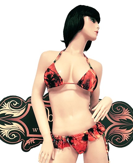 Sexy Shop Online I Trasgressivi - Costume Mare Bikini Donna - Bikini Arancione con Motivi - Ivete Pessoa
