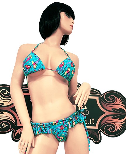 Sexy Shop Online I Trasgressivi - Costume Mare Bikini Donna - Bikini Azzurro con Stampa Sirena - Ivete Pessoa
