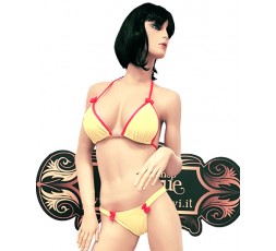 Sexy Shop Online I Trasgressivi - Costume Mare Bikini Donna - Bikini Giallo con Bordature Rosa - Ivete Pessoa