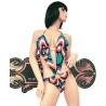 Sexy Shop Online I Trasgressivi - Costume Mare Trikini Donna  - Trikini Multicolore Verde, Nero e Viola - Ivete Pessoa