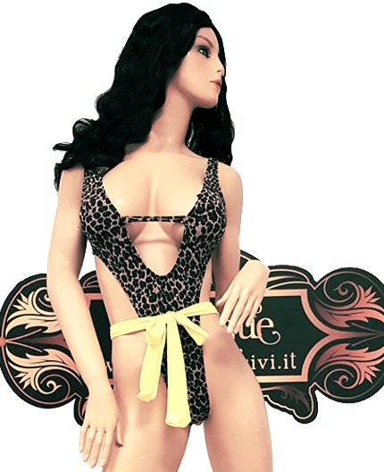 Sexy Shop Online I Trasgressivi - Costume Mare Trikini Donna - Trikini Pitonato con Laccetti Giallo Fluo - Ivete Pessoa